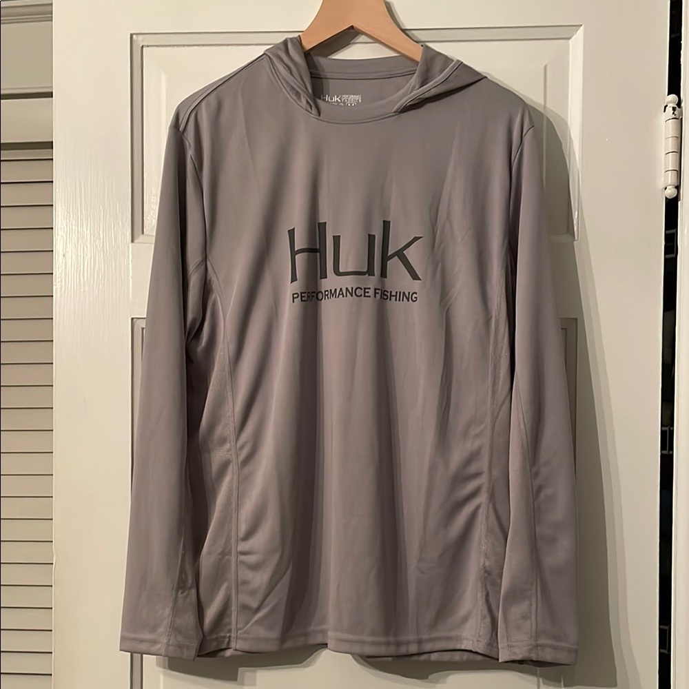 Huk Gray Performance Fishing Hoodie